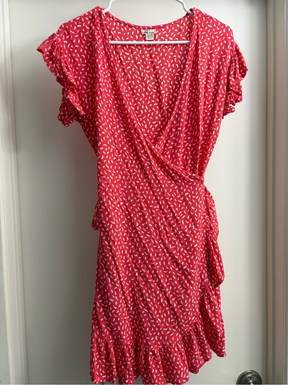 Billabong Pink Mini Wrap Dress with White Print